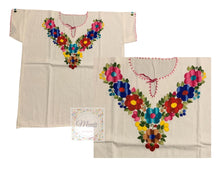Load image into Gallery viewer, Mexican Blouse with Hand Embroidered Flowers