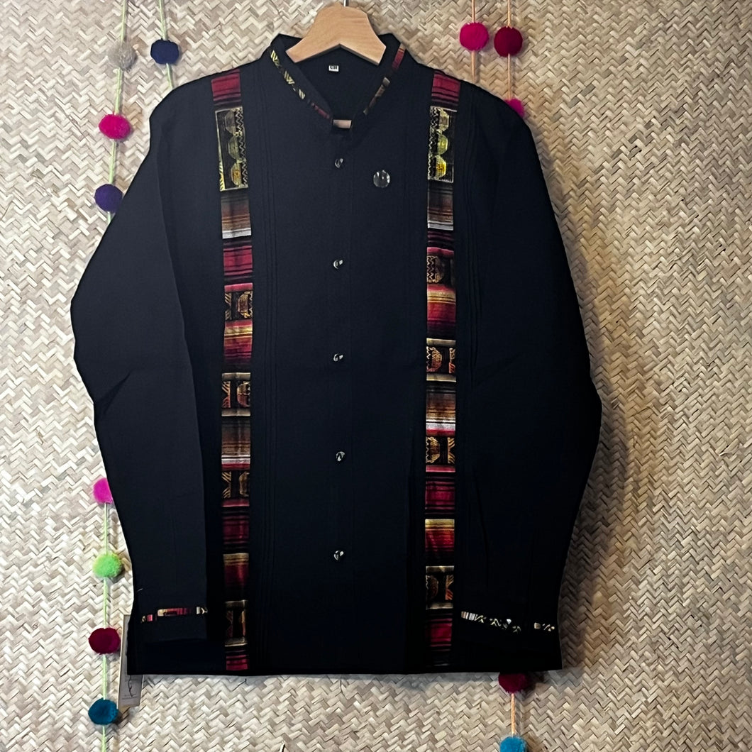 Typical Oaxacan Guayabera with Large Embroidery Strips