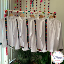 Load image into Gallery viewer, Thin Strip, Cross Stitch Linen Guayabera
