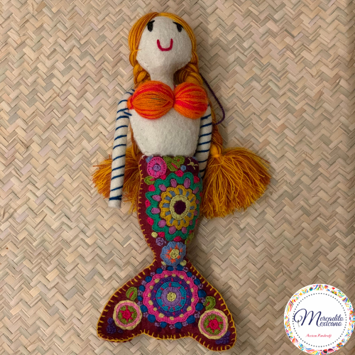 Embroidery Stuffed Mermaid (Straight Tail)