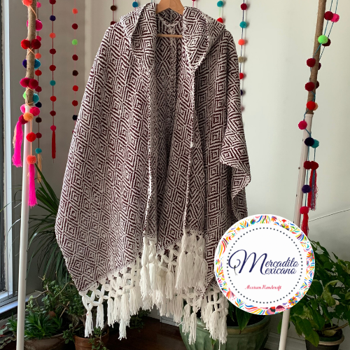 Mexican Craft Poncho with Hood
