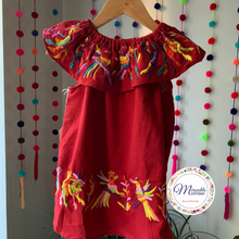 Cargar imagen en el visor de la galería, Red Otomí Dress ( Sleeveless, for Girls [2-10years])
